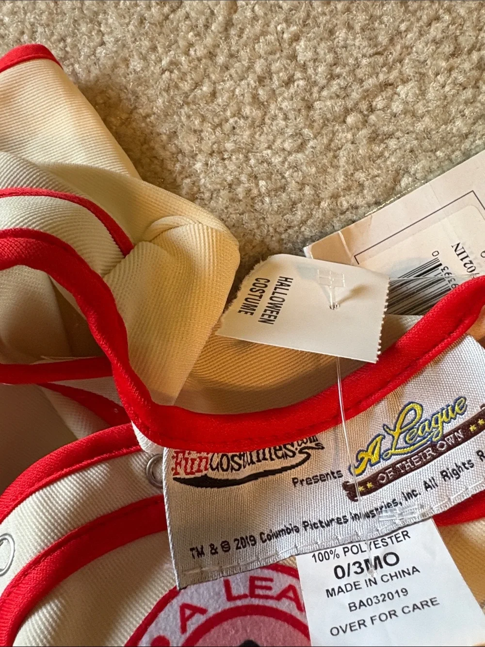 NIB A League of Their Own Coach Jimmy Baby Costume; Sz: 0-3 Months